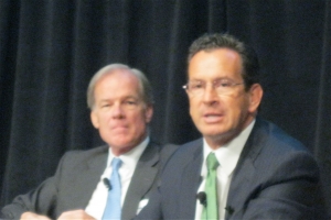 Tom Foley and Dannel P. Malloy at a forum in 2010.