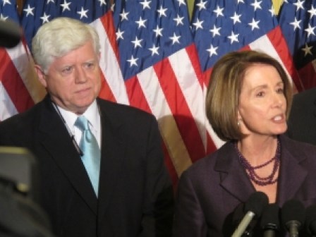 Connecticut U.S. Rep. John Larson, D-1st District, with House minority leader Nancy Pelosi of California.