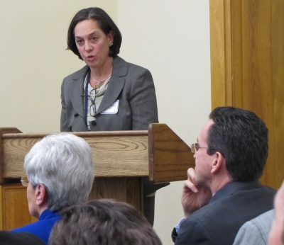 Katz tells Malloy and commissioners her plans for the agency.