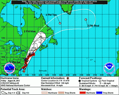 Storm track as of 5 p.m. Friday
