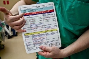 This is a picture of a checklist used before surgery at St. Francis Hospital and Medical Center in Hartford.