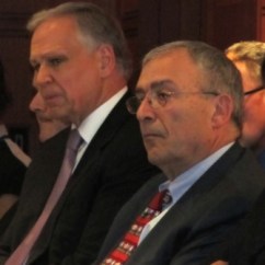 Windham Special Master Steven Adamowski and New London Superintendent Nicholas Fischer await the education board's vote on intervention last month