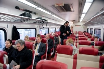 Commuters on the Metro North railroad.