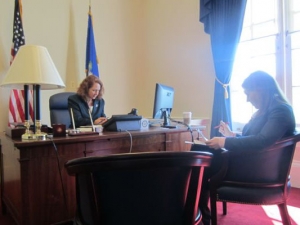 Esty in her attic office