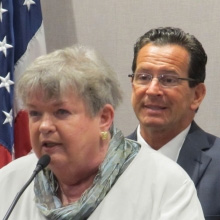 State Labor Commissioner Sharon Palmer and Gov. Dannel P. Malloy (file photo)
