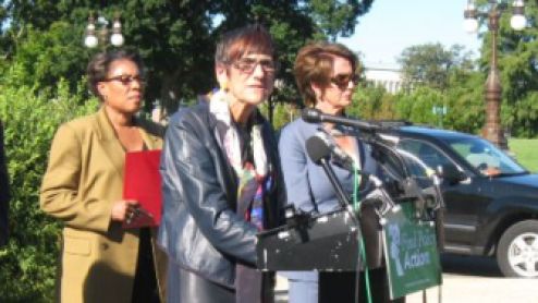 DeLauro with House Minority Leader Nancy Pelosi advocating for the food stamp program.