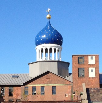 The blue onion dome at Coltsville. It is not, in fact, the original.