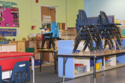 An empty preschool classroom in Bridgeport
