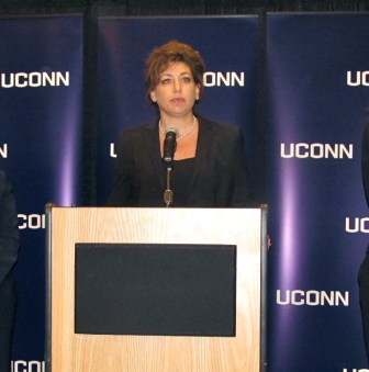 UConn President Susan Herbst (center)