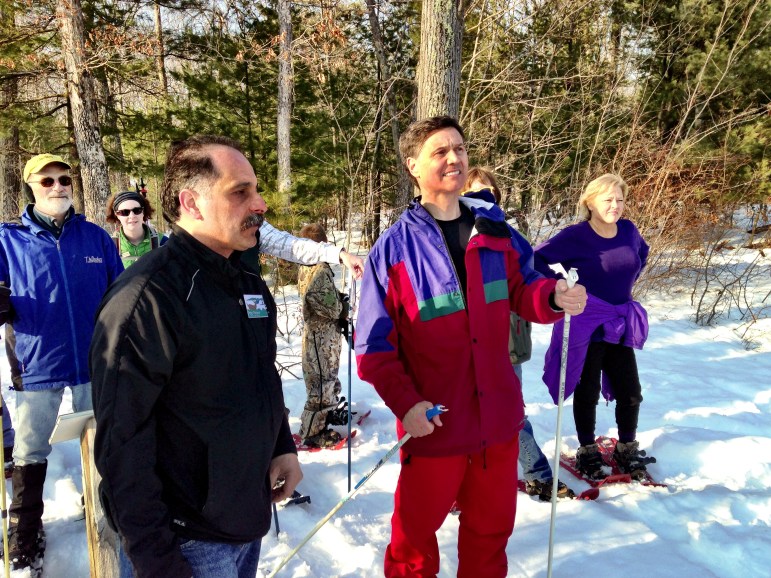Dan Esty, outgoing commissioner of the state Department of Energy and Environmental Protection, was part of a crowd of snowshoers last February in Burlington's Sessions Woods. The event was part of Esty's Commissioner in Your Corner program.