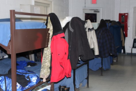 A room in the East Hartford Community Shelter this week.