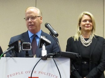 Mark Boughton introduces his running mate, Heather Somers.