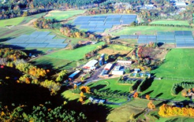An aerial picture of a solar farm in Somers.