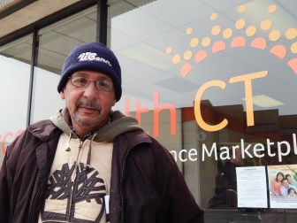 This is a photo of customer Gilberto Rodriguez, 62, outside the Access Health CT store.
