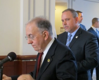 Sen. Martin Looney, left, and House Majority Leader Joe Aresimowicz.
