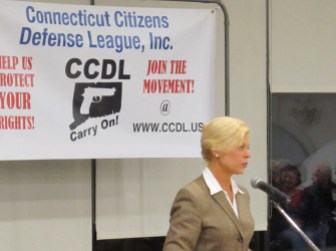 Martha Dean chose the Connecticut Citizens Defense League for her first campaign appearance.