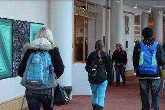 Students on campus at Manchester Community College