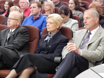 This is a photo of Mark Boughton (left), Martha Dean and Mark Lauretti before the debate