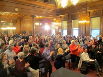 Applause for the launch of a Kennedy candidacy.