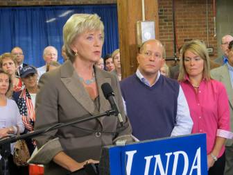 Linda McMahon, seen here during her campaign, gave $250,000 to the RGA.