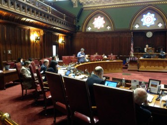 Sen. Beth Bye explaining the early childhood bill.