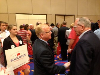 Mark Boughton working the delegates Friday night.