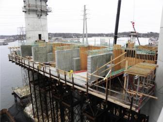 The Q Bridge on I-95 over New Haven harbor under construction.