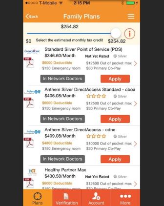 This is a picture of A sample page from the Access Health CT mobile app.