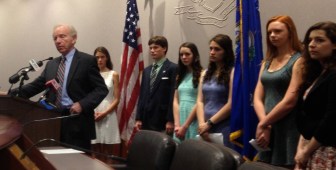 Former Sen. Joseph I. Lieberman and his scholarship winners.