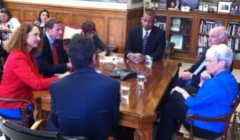 U.S. Transportation Secretary Anthony Foxx, center, met in Hartford last week with Connecticut officials.