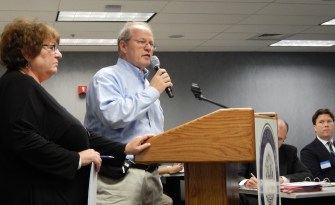 Arleen and Marc Sandy Block testified at the public hearing on Anthem's proposed rate hike, saying their son's policy was already unaffordable.
