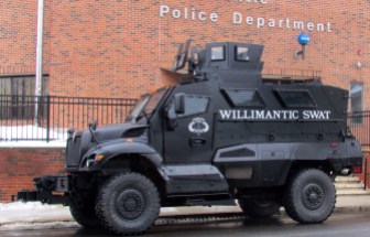 The Willimantic Police Department's SWAT vehicle given to the town by the Department of Defense.