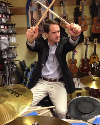 Himes had his fun on his "17 Towns in 17 Days" tour, tweeting this photo taken at New Canaan Music.