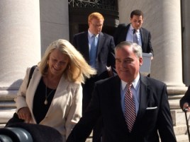 John G. Rowland and his wife, Patty, during his trial last year.
