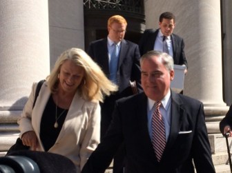 John G. Rowland and his wife, Patty, during his trial.