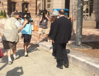 Brian Foley leaving court Friday. His testimony will continue Monday.