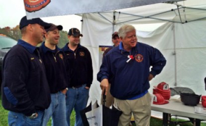 U.S. Rep. John Larson at a recent campaign stop with Granby's Lost Acres Volunteer Fire Dept.