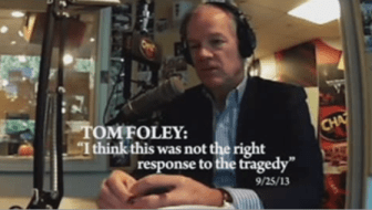 A scene from Michael Bloomberg's commercial attacking Tom Foley and praising Gov. Dannel P. Malloy.