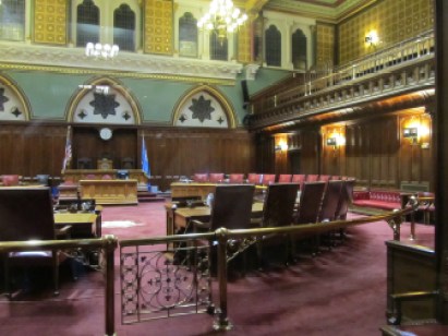 The Connecticut State Senate chamber in Hartford.
