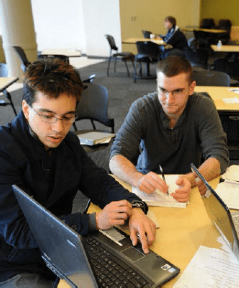 Students studying pictured in marketing materials for the plan
