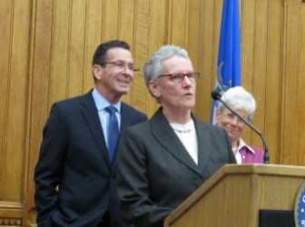 Betsy Ritter with Gov. Dannel P. Malloy and Lt. Gov. Nancy Wyman.