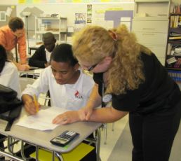 A classroom at Hartford High School, Law and Government Academy
