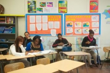 A classroom in a high school in Bridgeport