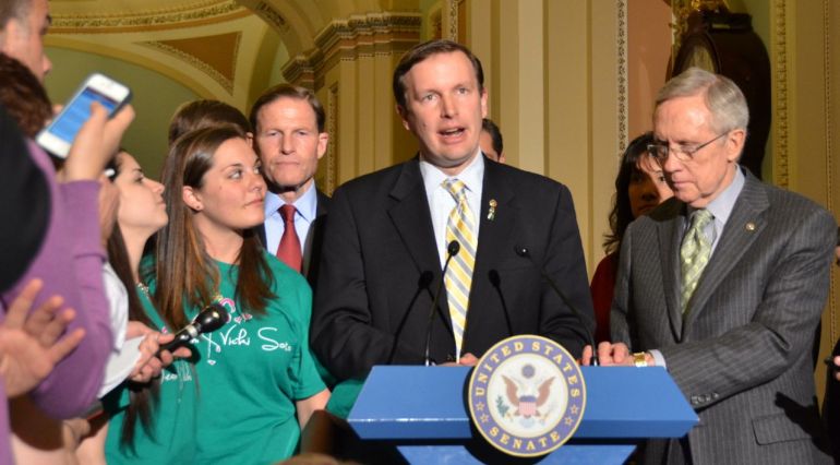 Sen. Murphy after the gun vote in the senate, April 2013