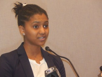 "Mia Flowers, who attends a magnet school in Hamden