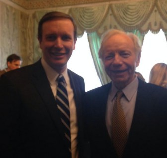 Sen. Chris Murphy and his successor in the U.S. Senate, Joe Lieberman, in Tunisia.