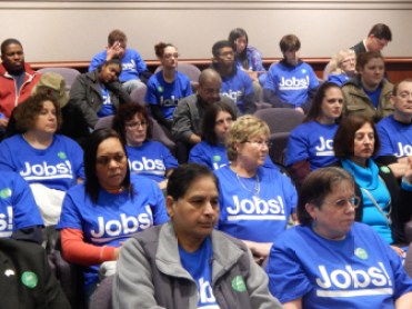Mohegan Sun workers pack a legislative hearing Tuesday on expansion of gaming.
