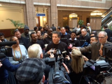 Mike Cacioppo, a former cabbie, tells the press how he makes more as an Uber driver.