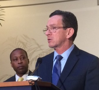 Gov. Dannel P. Malloy and Scott Jackson, chairman of the Sandy Hook commission.