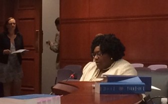 Shelby Brown testifying at  the legislature.
